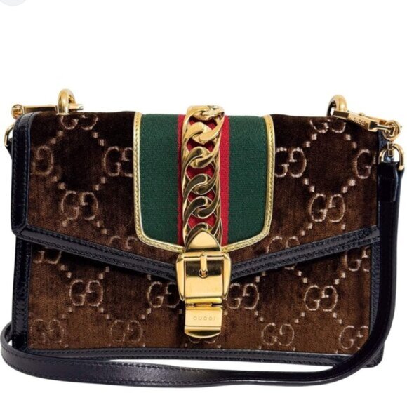 GUCCI Sylvie Leather Satchel Bag 585-053025 - Picture 1 of 13